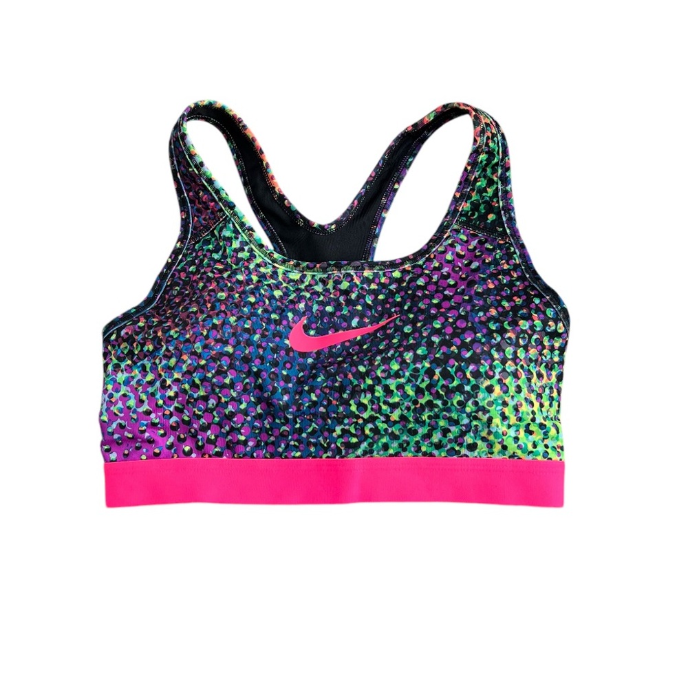 Nike Dri Fit Neon Pink Abstract Multicolor Sports Bra Small